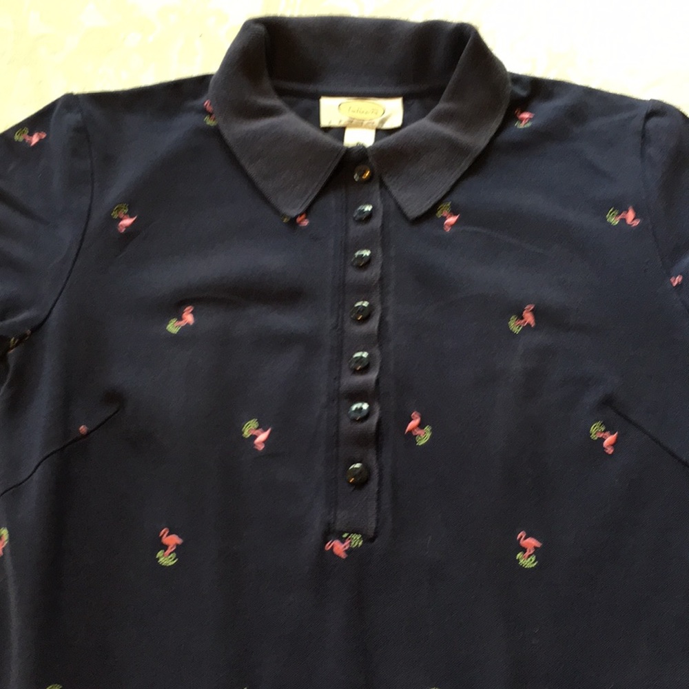 Talbots T-Shirt Dress with Embroidered Flamingoes Size P (size small)